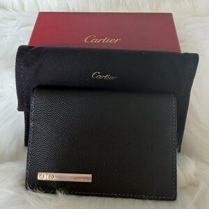 Cartier Black Santos Textured Leather Card Holder